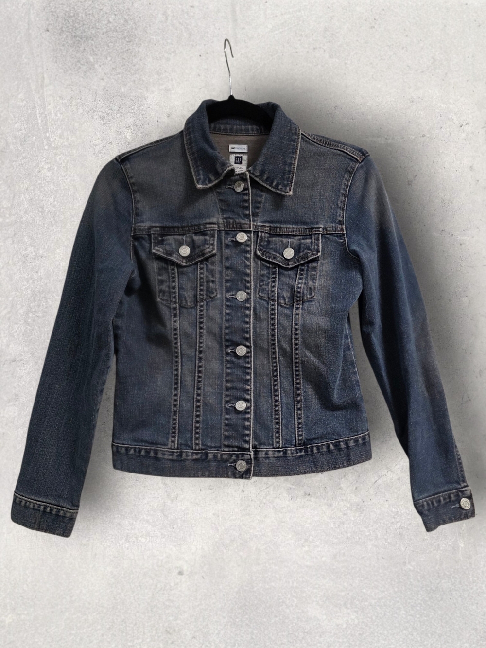 GAP Faded Medium Wash Stretch Denim Jean Jacket Button-down Vintage Wmn's Small